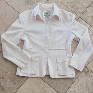 Armani Exchange White Blazer with Pink Stitching